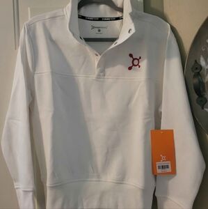 🍊 ORANGETHEORY FITNESS WHITE HOLIDAY SNAP PULLOVER